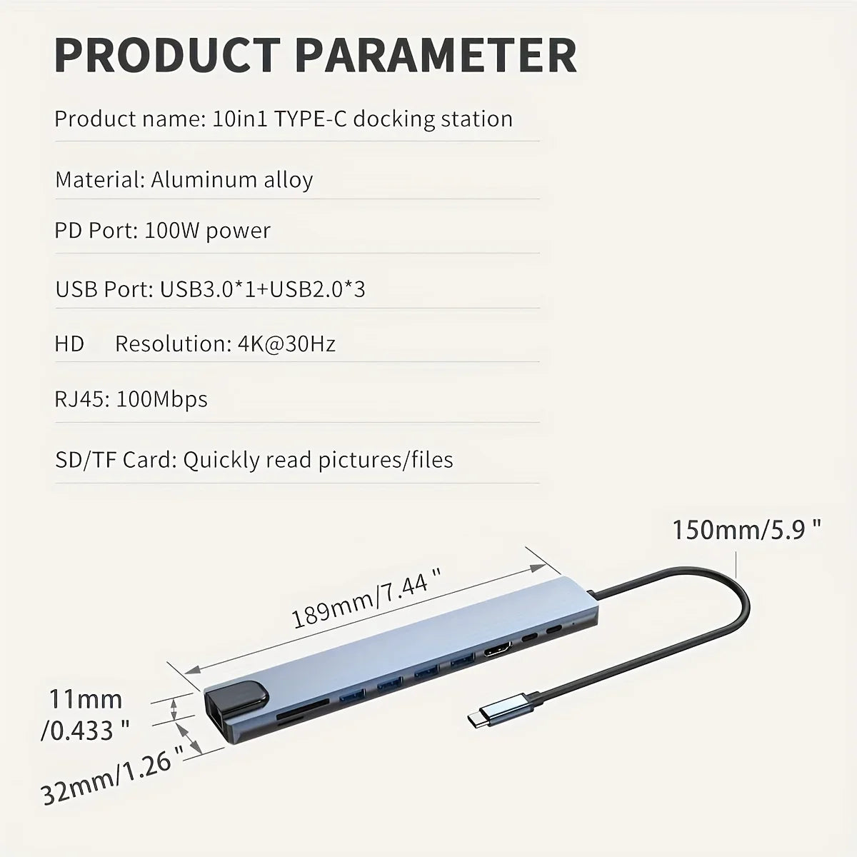 10-in-1 USB C 4K RJ45 PD100W