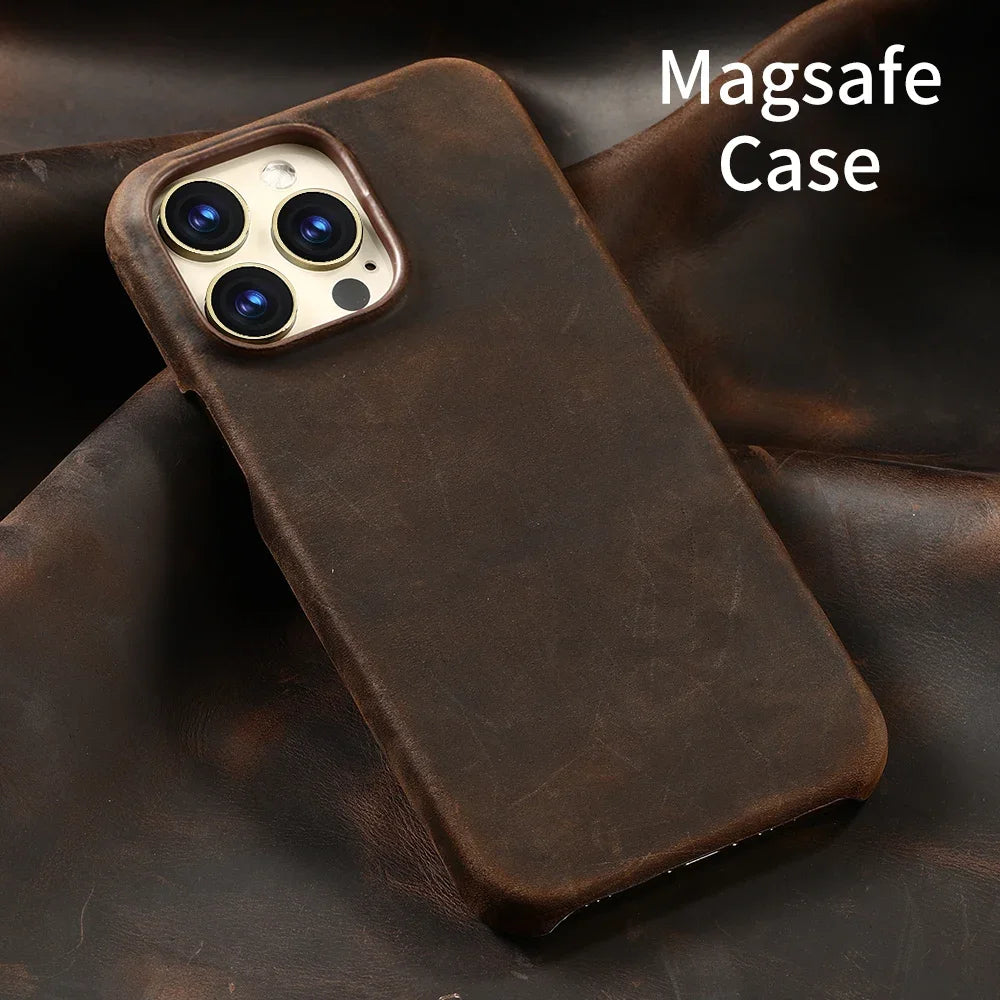 Retro Luxury Cowhide MagSafe iPhone Case