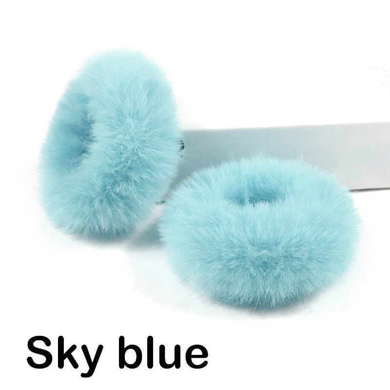 2Pcs Baby Girls Plush Elastic Hair Bands