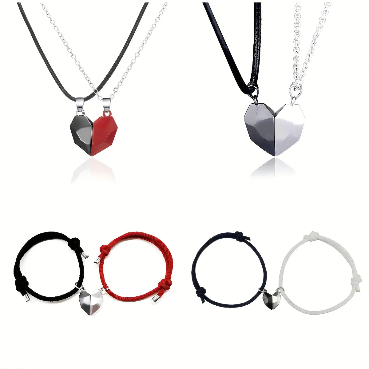 8Pcs Magnet Stone Couple Necklaces Set