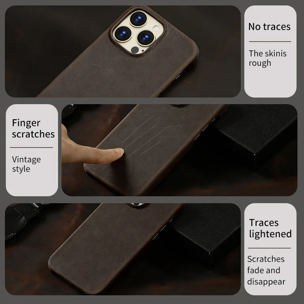 Retro Luxury Cowhide MagSafe iPhone Case