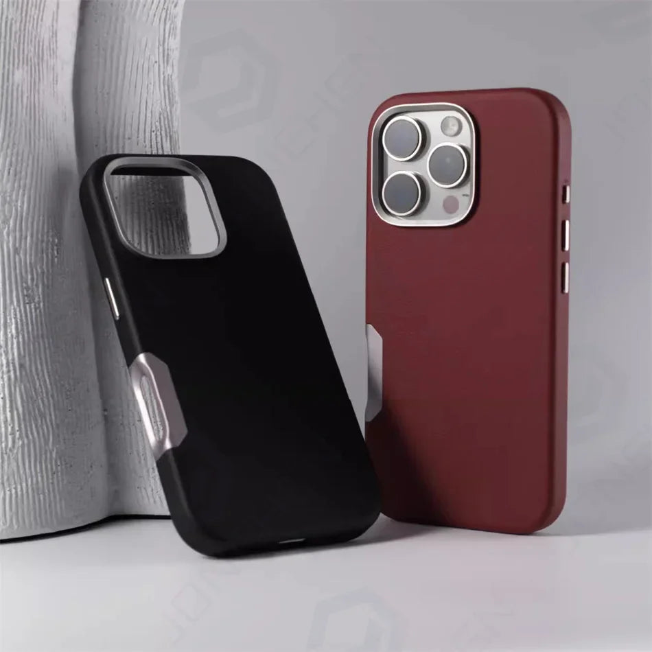 MagSafe Leather Alloy Camera iPhone Case