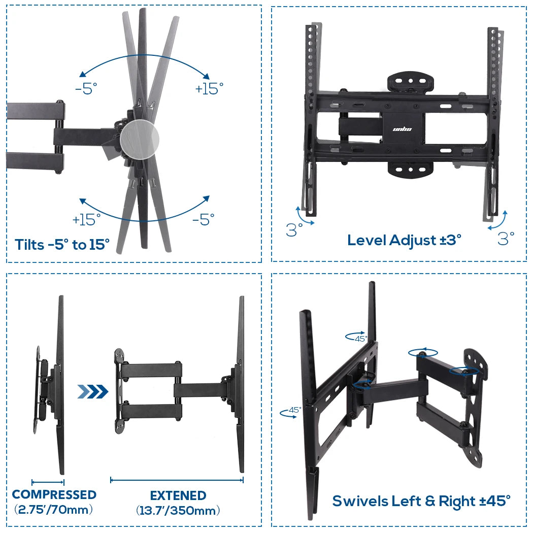 Full Motion Corner TV Mount 26-55 Inch