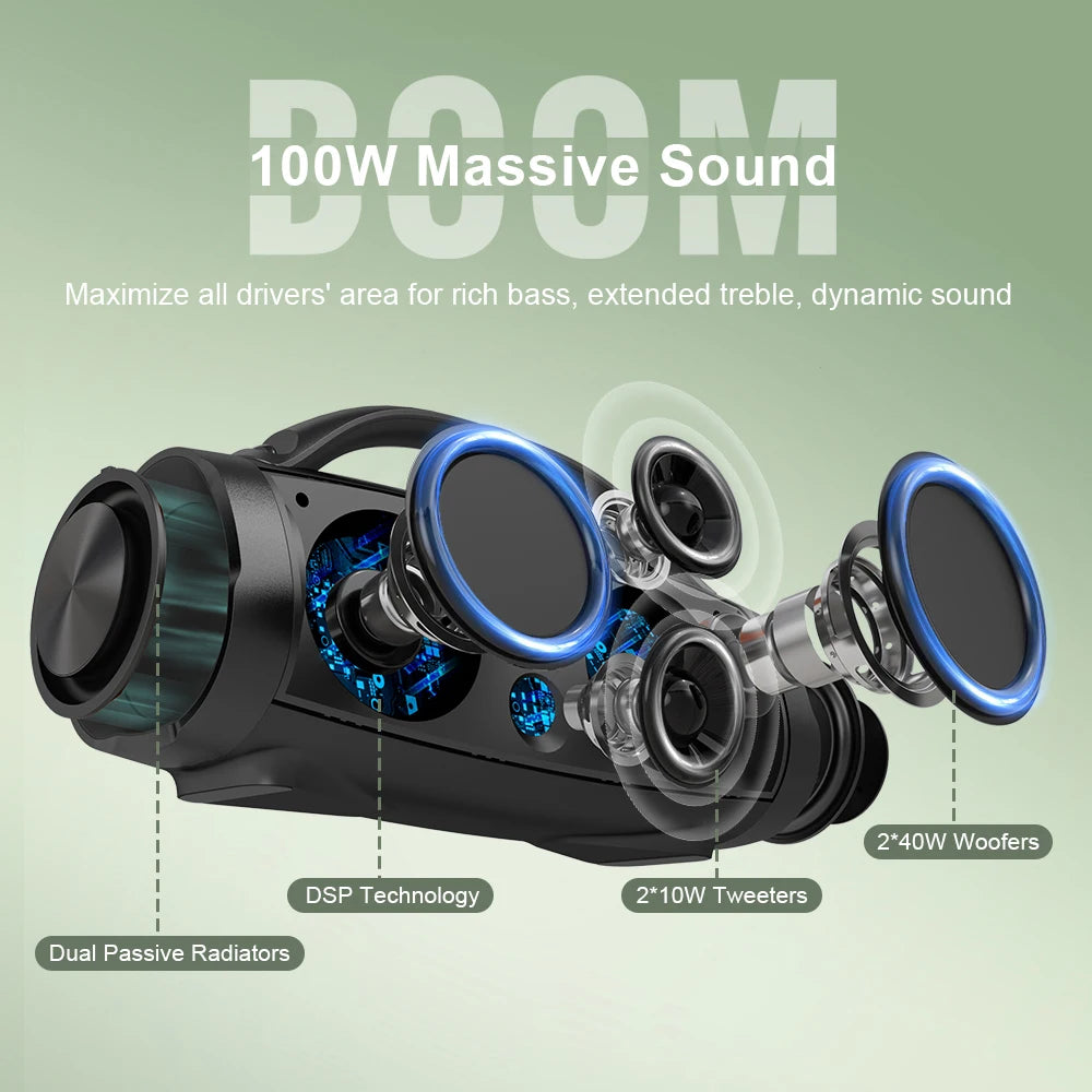 DOSS 100W Portable Bluetooth Waterproof Speaker