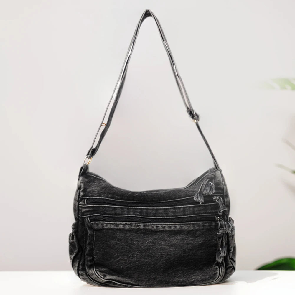 Women Denim Large Crossbody Messenger Bag