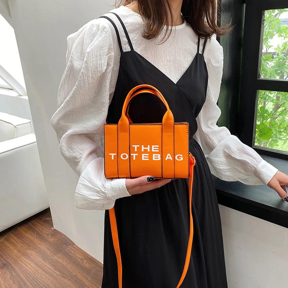 Contrast Letter PU Leather Crossbody Bag
