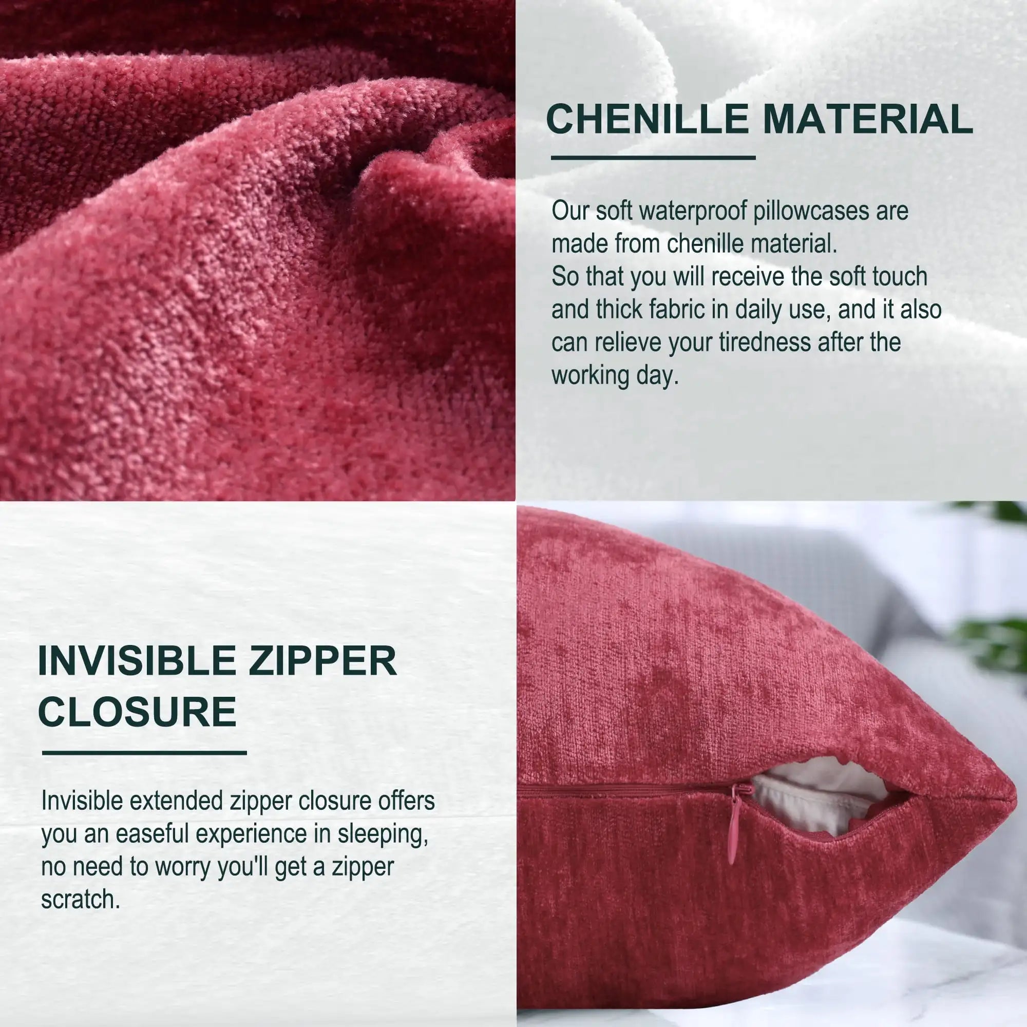 Burgundy Water Repellent Pillow Covers 20x20