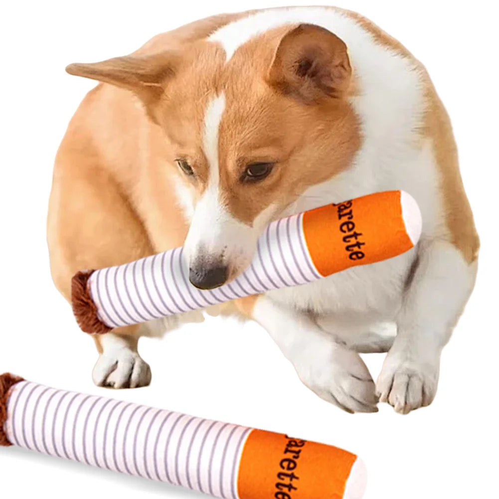 Cigarette Plush Dog Teething Chew Toy