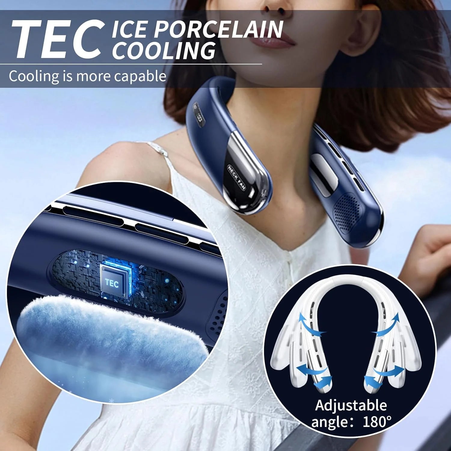 Tragbarer Nackenventilator, 6000 mAh, flügellos