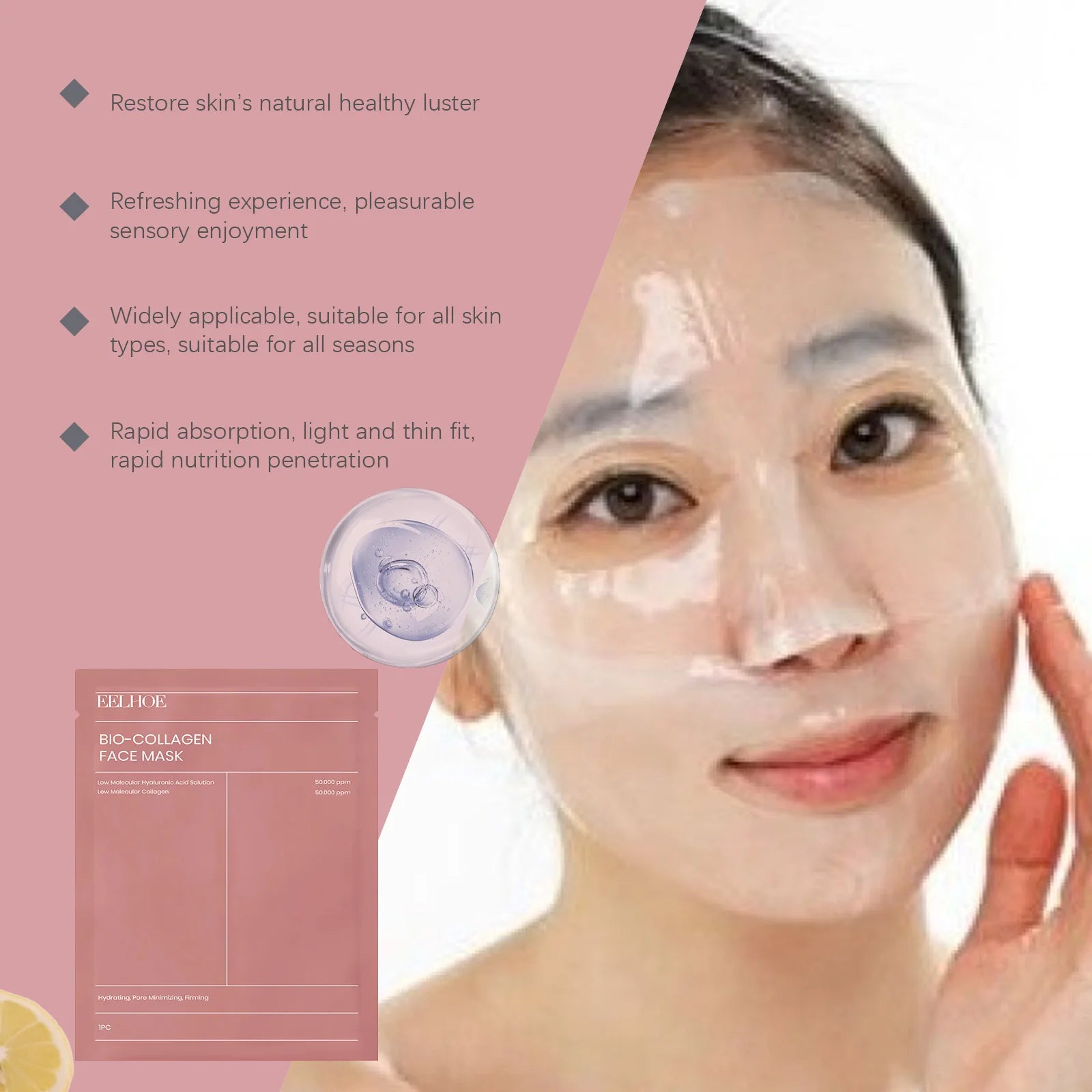 Feuchtigkeitsspendendes Gesichtsmaskenset mit Bio-Kollagen