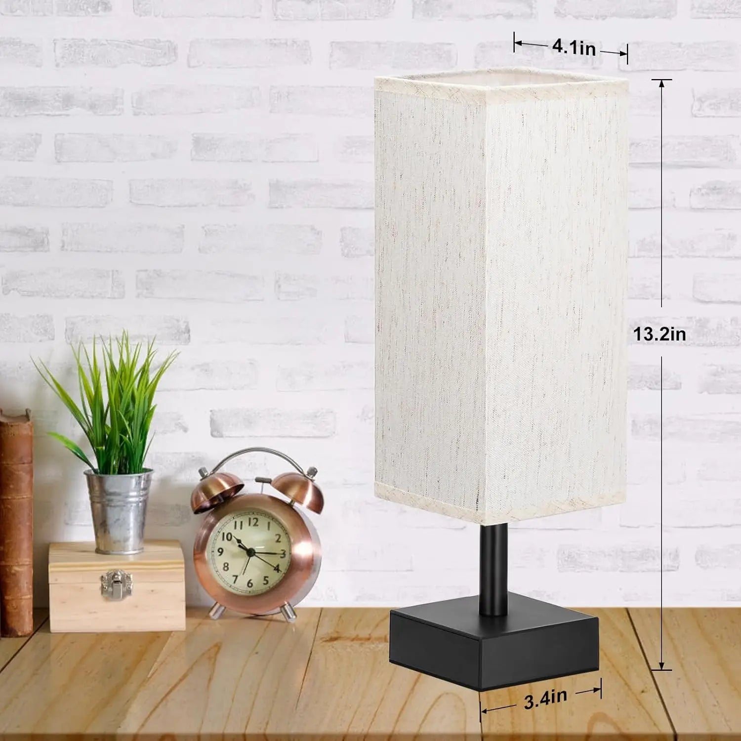 Small Bedside Table Lamp with Fabric Shade