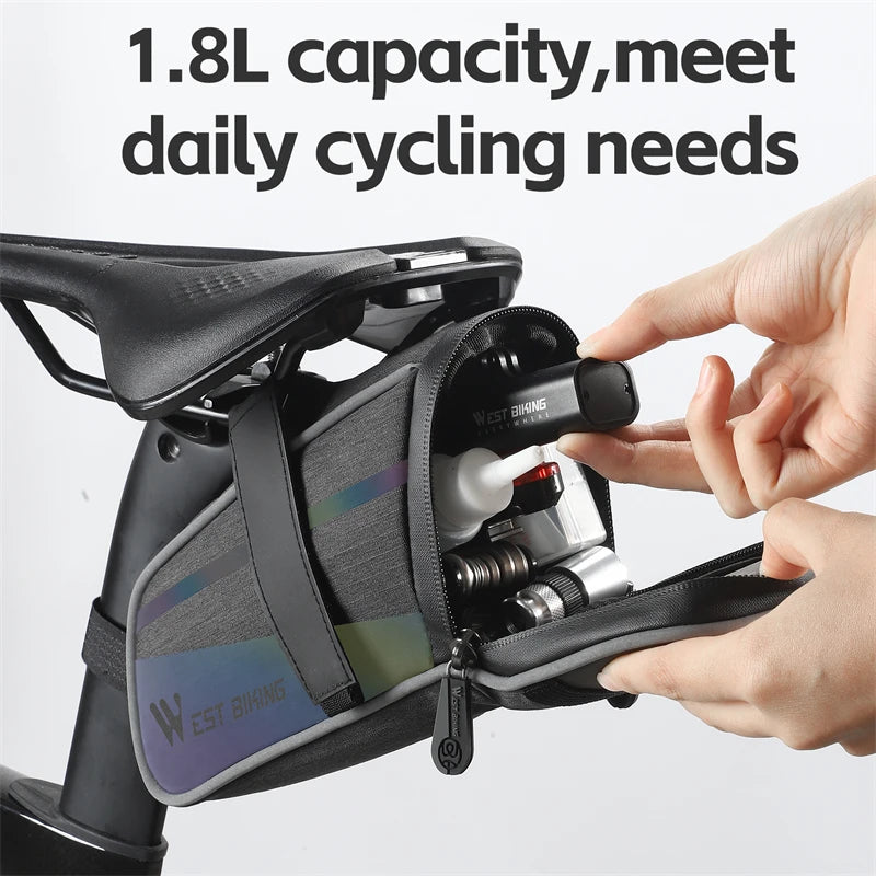 WEST BIKING Reflective Bike Saddle Bag