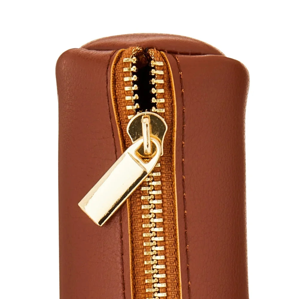 Zippered Leather Pencil Pouch Case