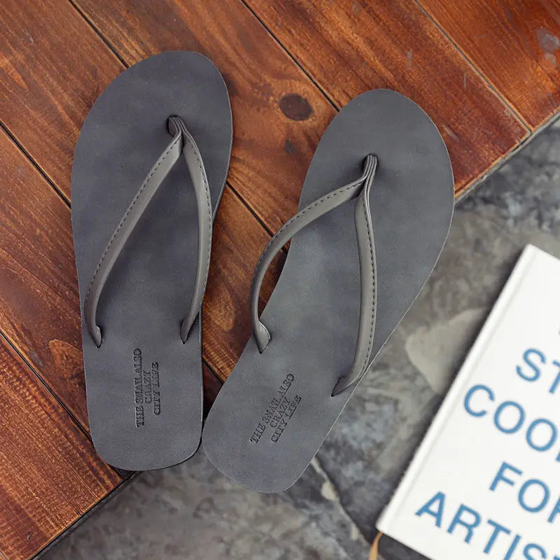 Men’s Anti-Slip Leather Flip Flops Summer