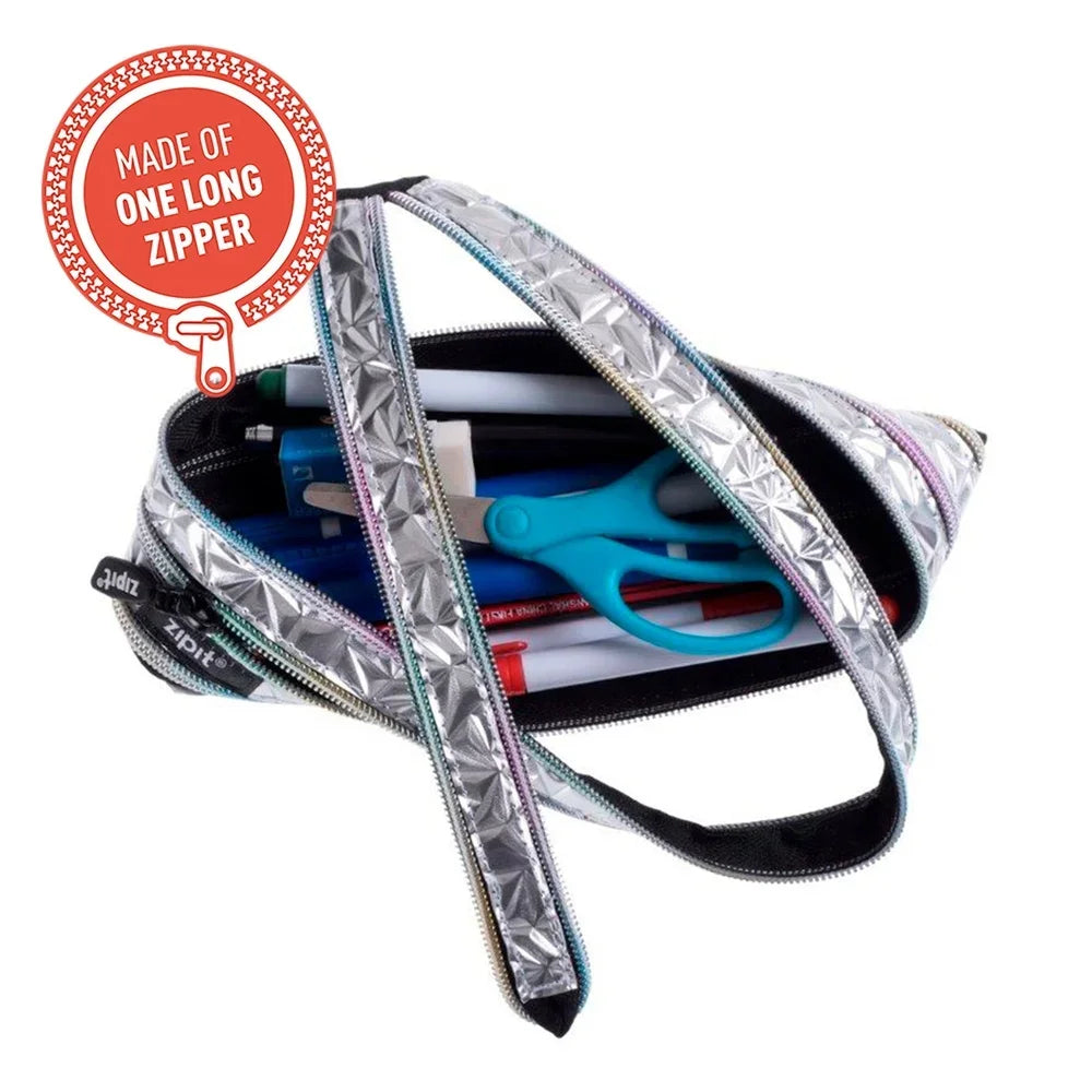 Metallic Silver Pencil Case Organizer
