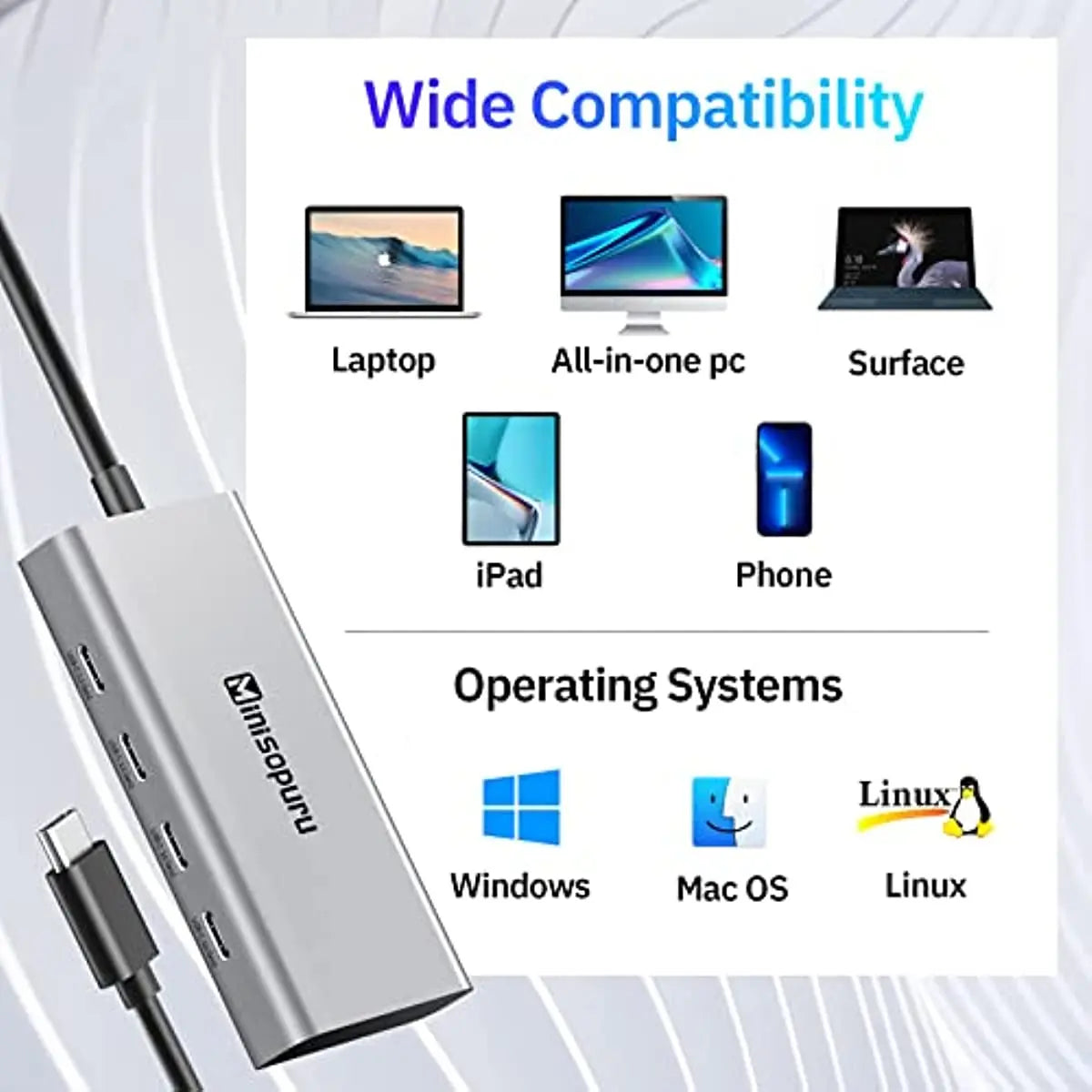 Minisopuru 4-Port USB C Hub 10Gbps