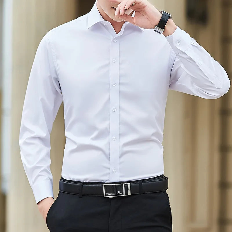 Plus Size Men’s Solid Long Sleeve Shirt