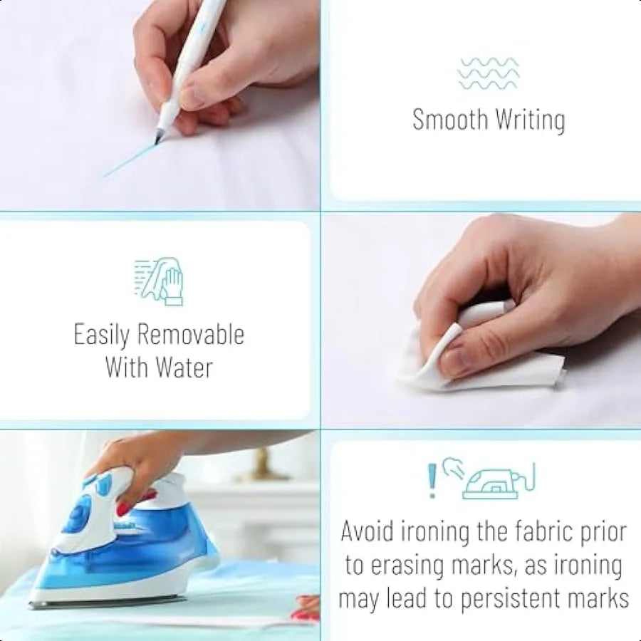 5 Pack Blue Fabric Markers – Water Erasable