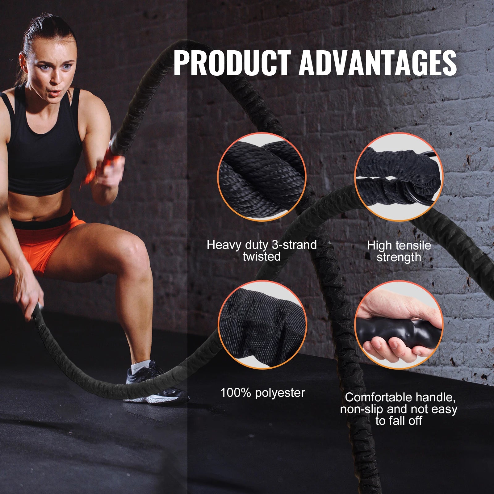 VEVOR Battle Rope with Anchor Sleeve