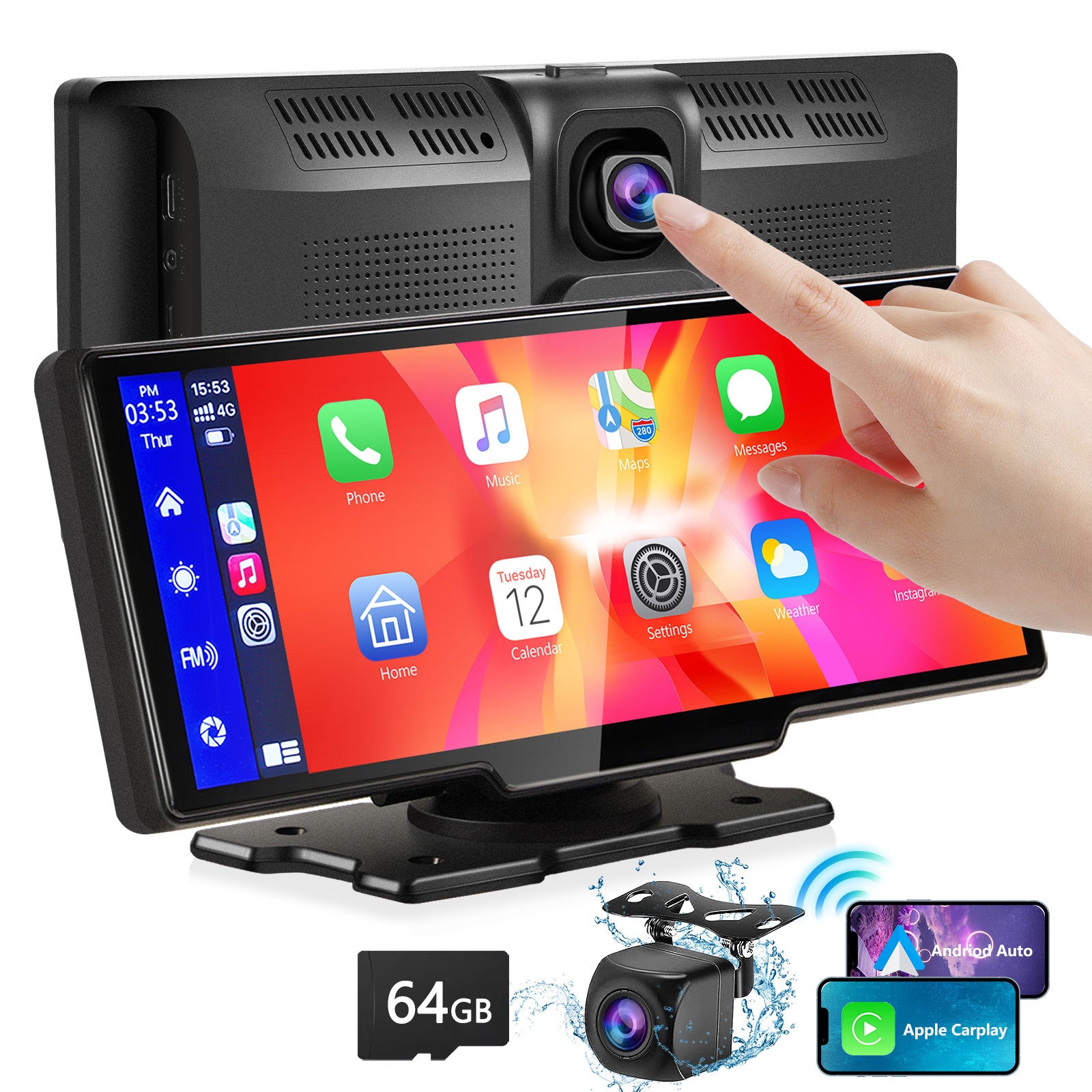 Treasure Portable CarPlay mit 2,5K-Kamera
