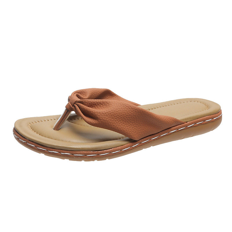 Flache Sommersandalen mit Schleife und Clip-Zehe