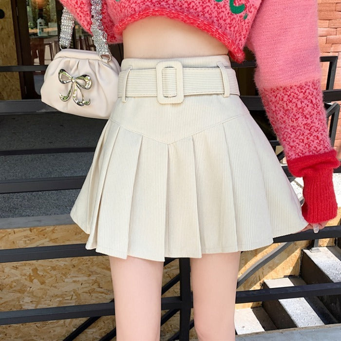 Corduroy A-line Pleated Autumn Skirt