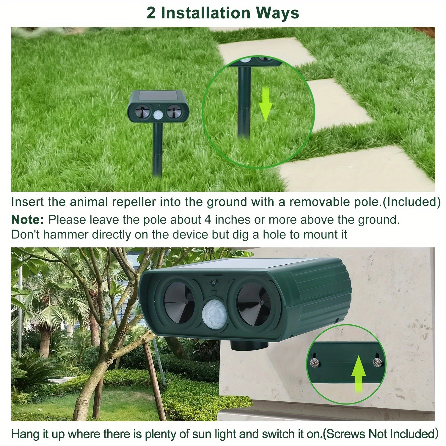 Solar Ultrasonic Animal Repellent Device