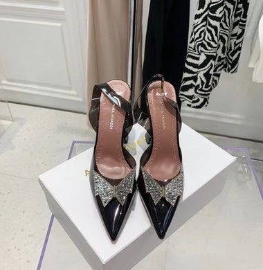 Transparente Sandalen aus PVC mit spitzer Zehenpartie und Schleife