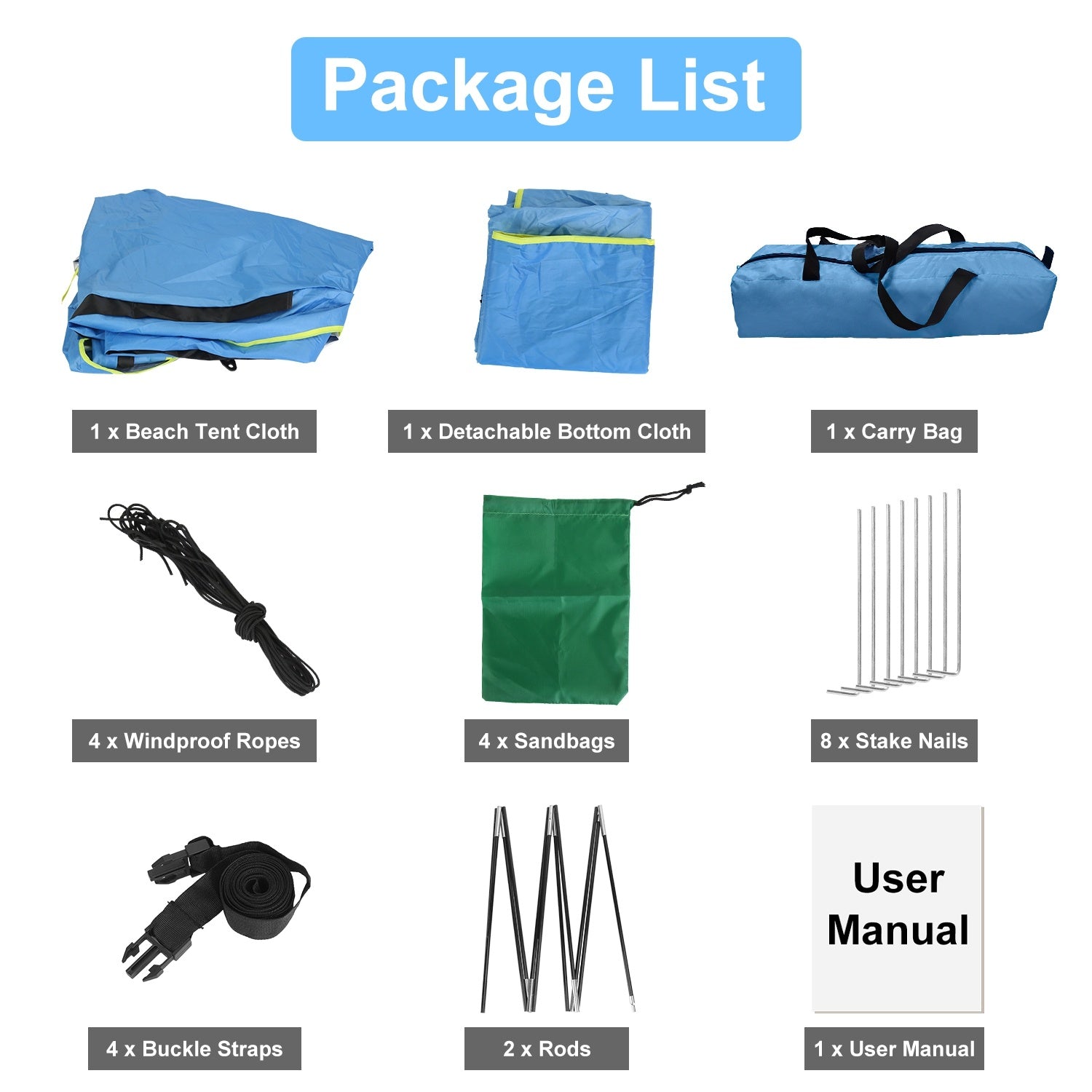 4-6 Person Beach Tent Canopy w/ Bag