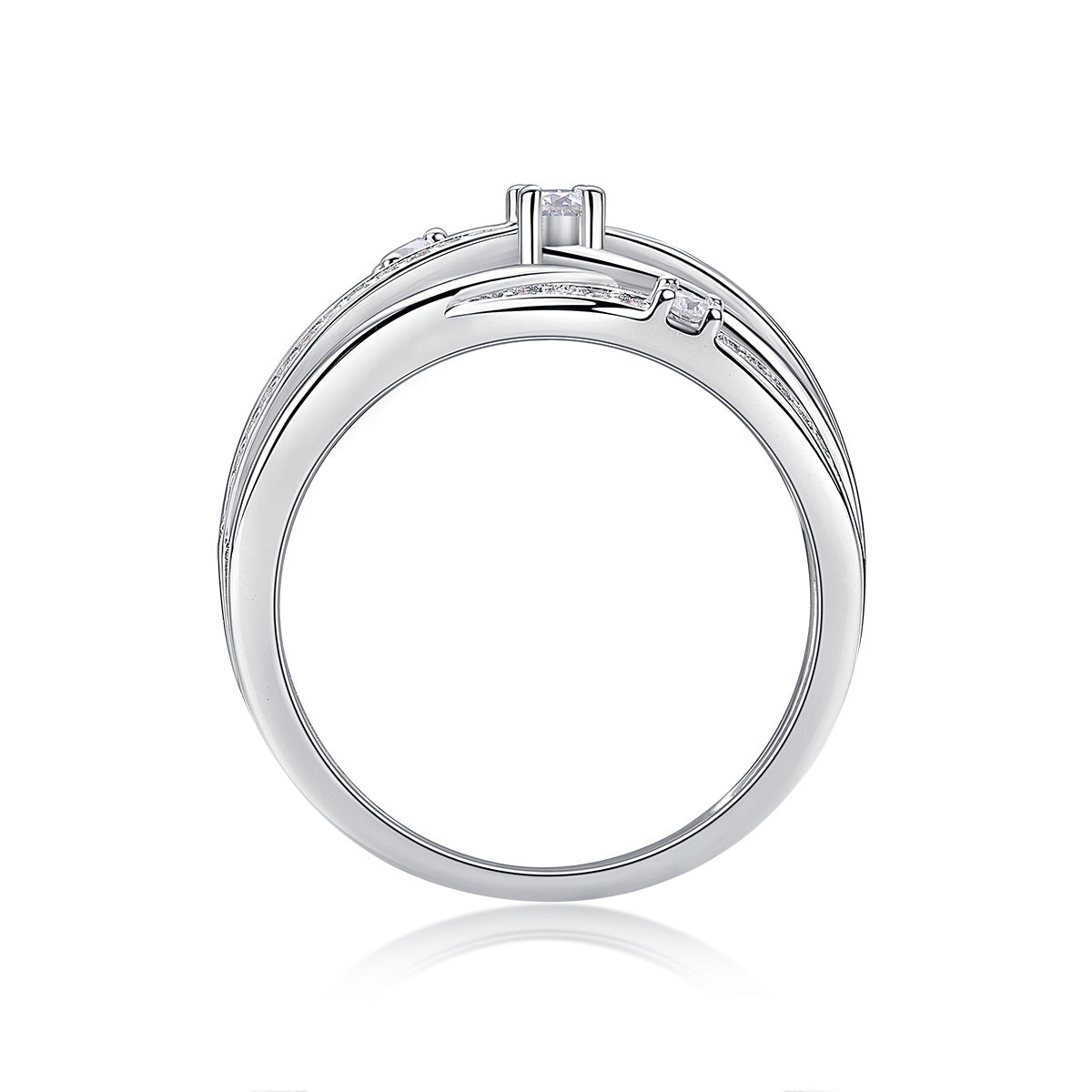 Luxus-Silberring-Set mit Stern-Moissanit