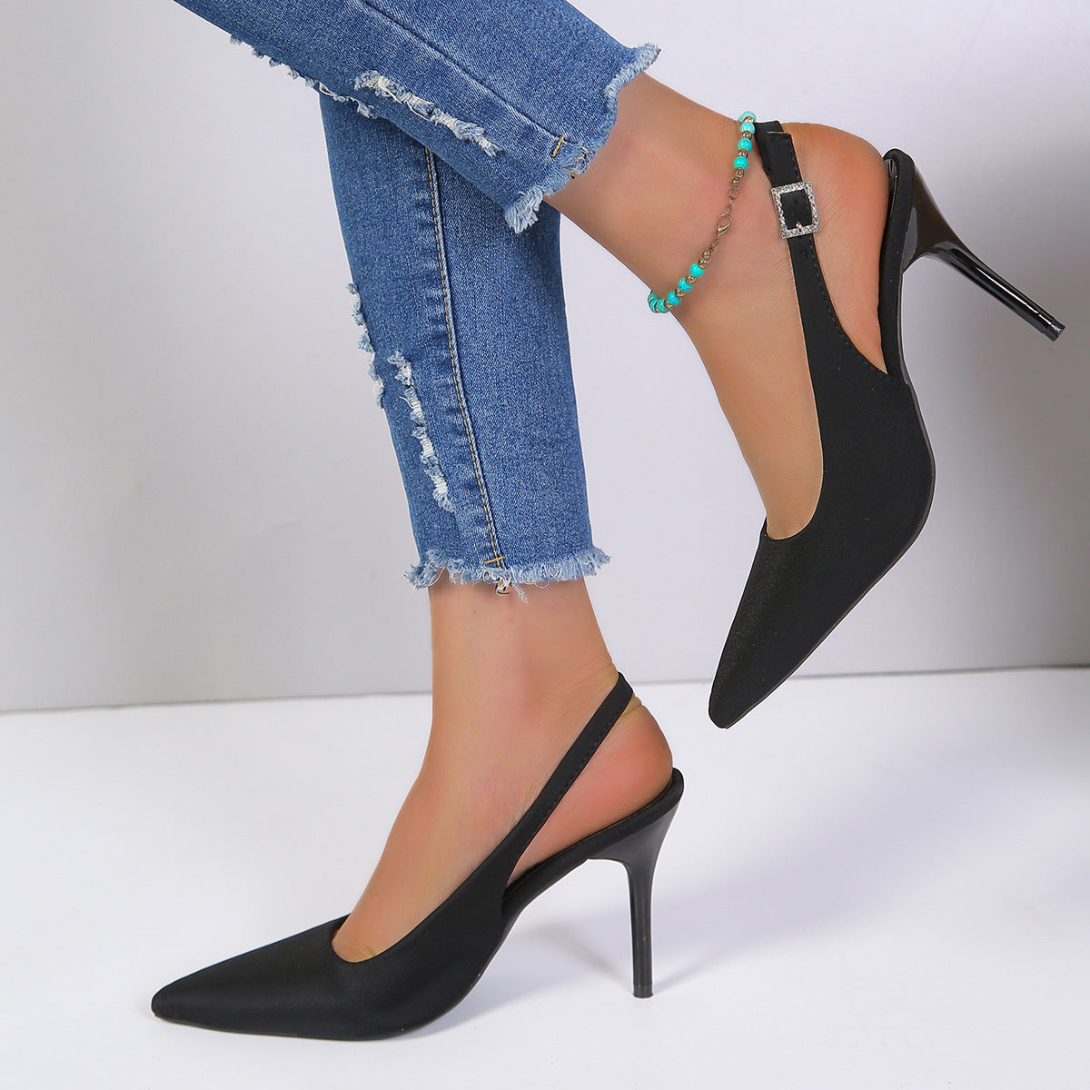 Pointed Toe Buckle Stiletto Heels