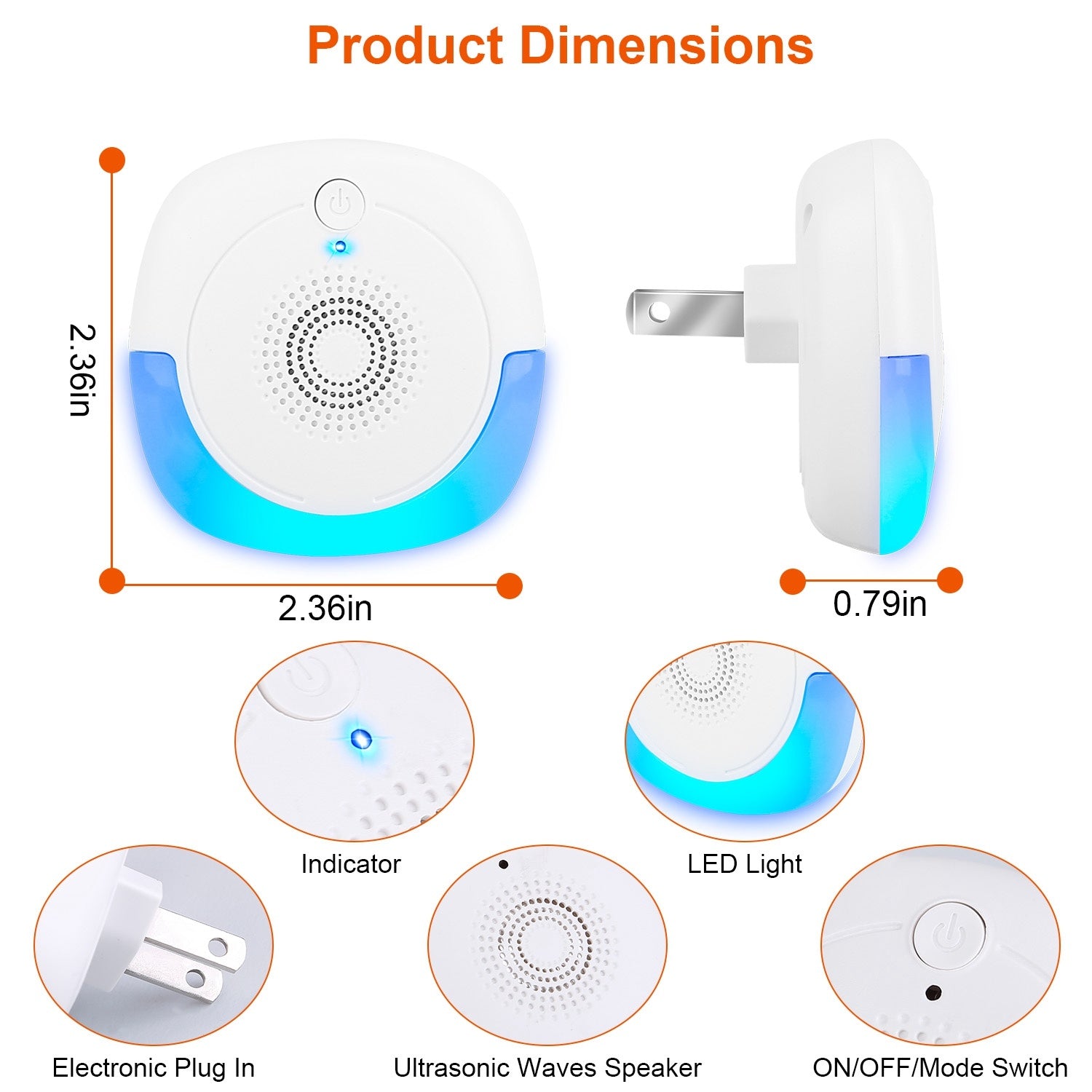 6-Pack Ultrasonic Pest Repellers Plug-In