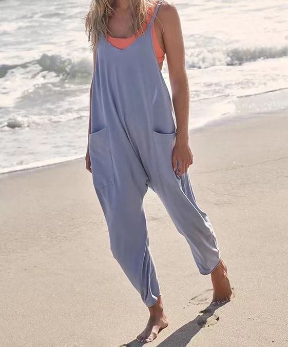 Ärmelloser Sommer-Overall mit Taschen