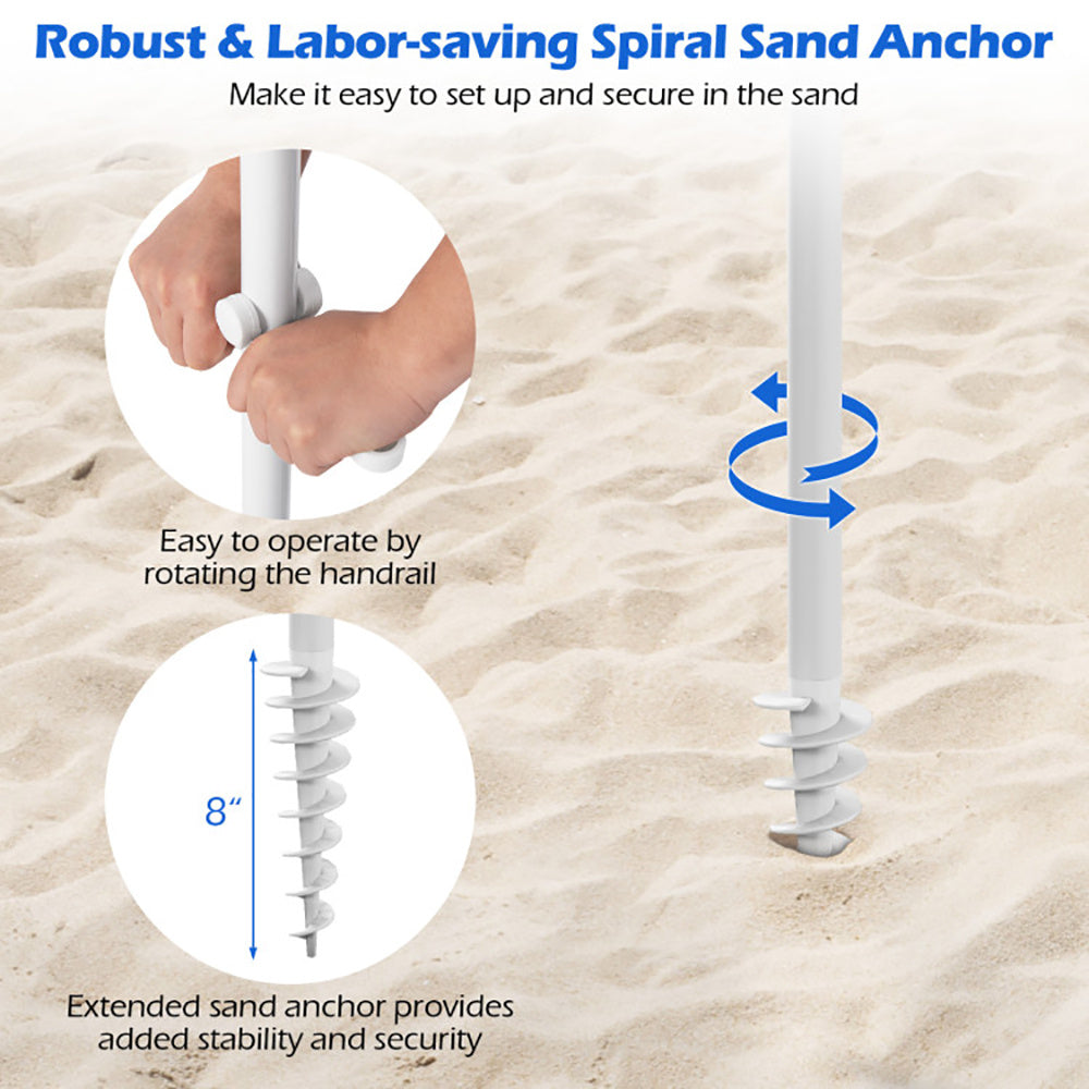 6.5FT Fringe Beach Umbrella w/ Tilt