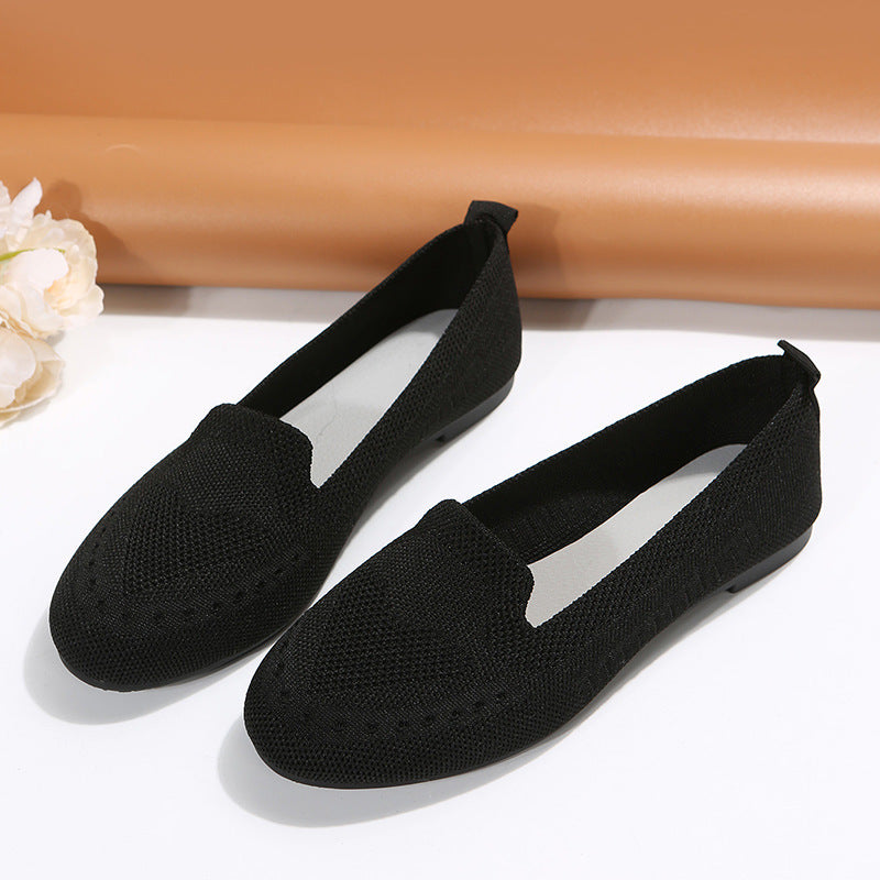 Fly Woven Mesh Slip-on Freizeitschuhe mit flacher Sohle