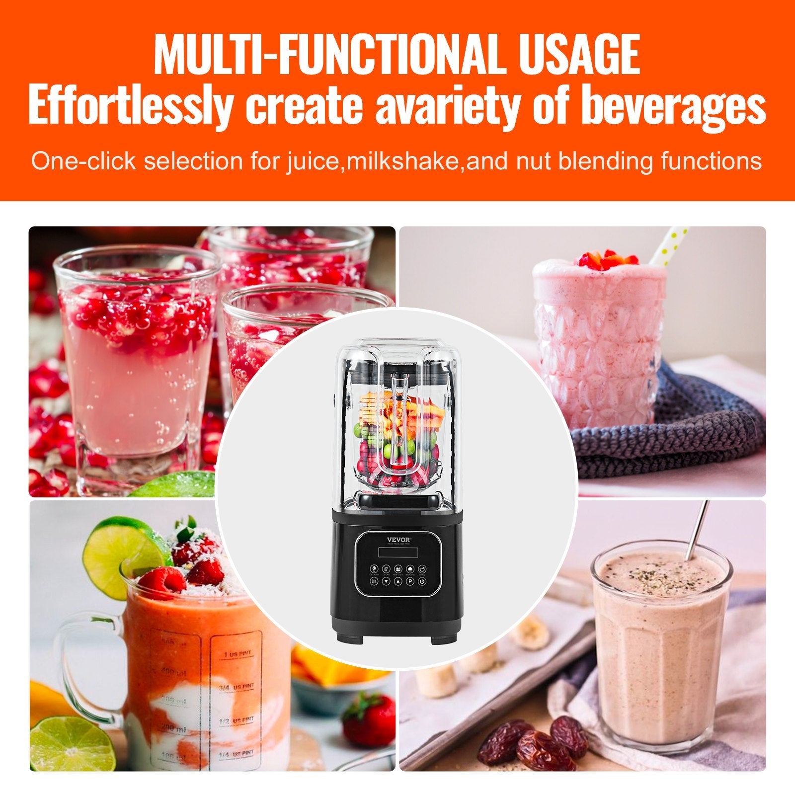 VEVOR Professional Blender 68oz – Black