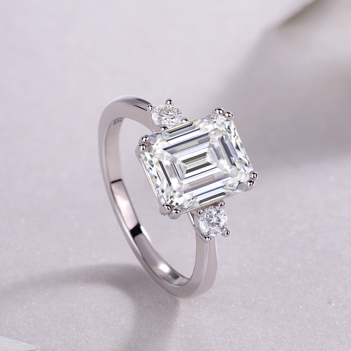 Baguette Moissanite Silver Wedding Ring