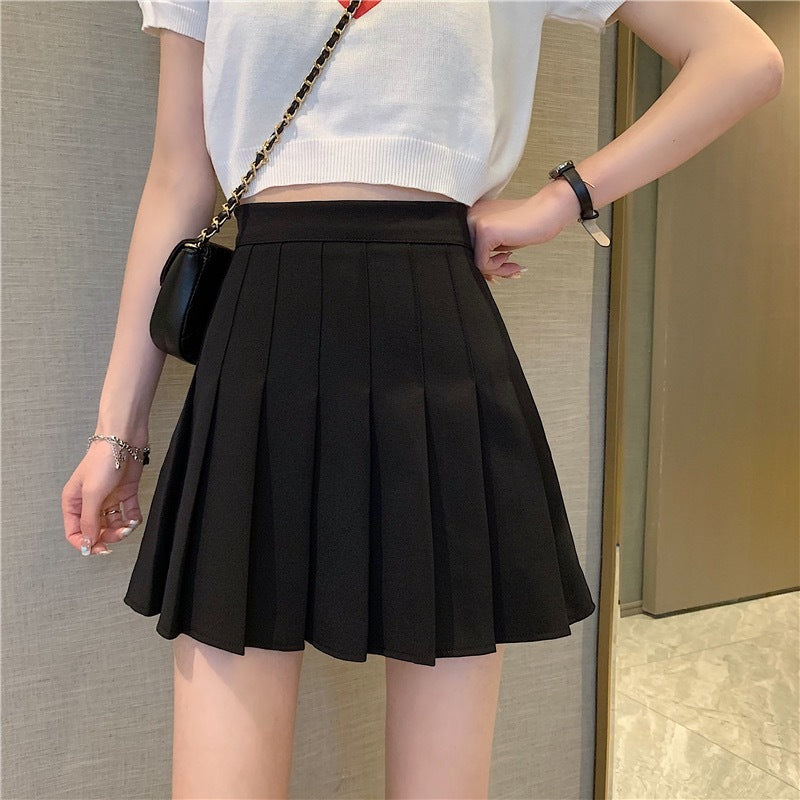 Jupe slim plissée taille haute à carreaux