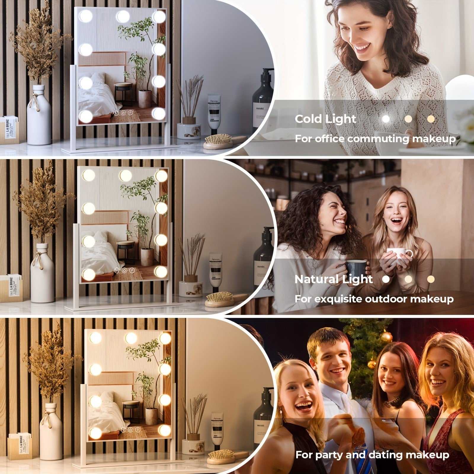 LED Makeup Mirror with Adjustable Ring Light