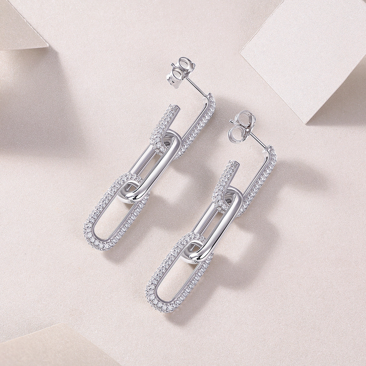 Chain Diamond Stud Earrings Set