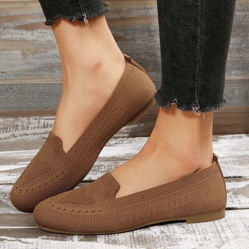 Fly Woven Mesh Slip-on Freizeitschuhe mit flacher Sohle