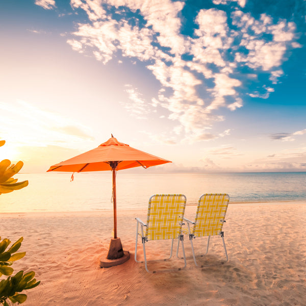 2pcs Yellow & White Striped Beach Chairs