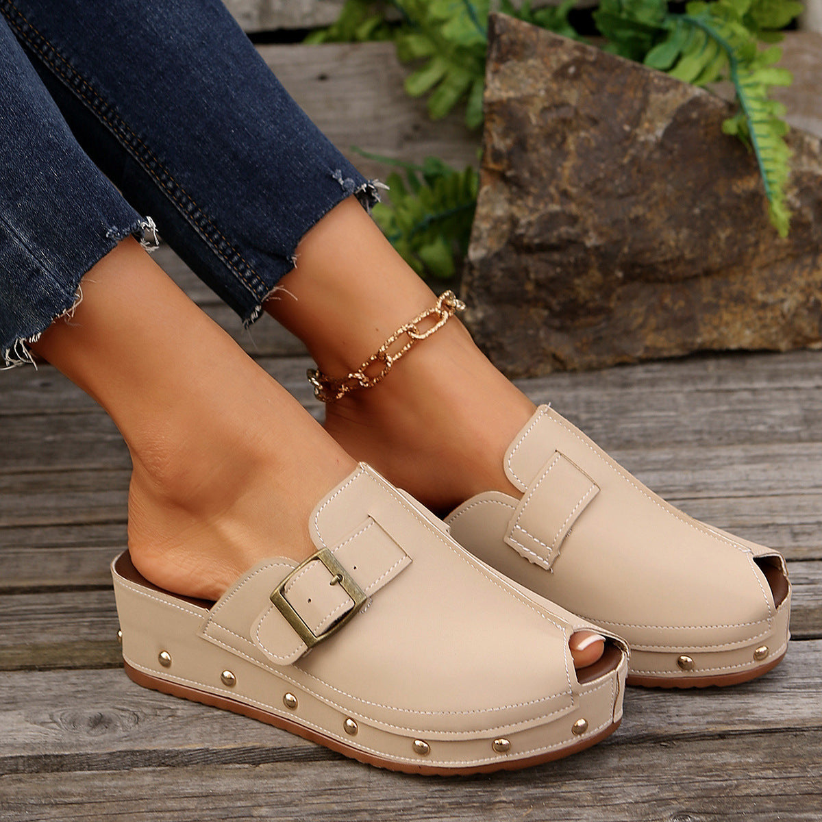 Fischmaul-Keilsandalen für Damen
