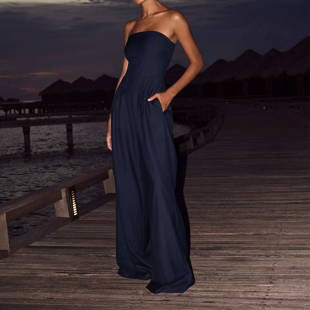 Loose Backless Wide-Leg Jumpsuit
