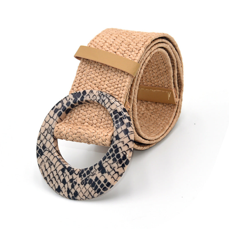 Ceinture large en coton et lin