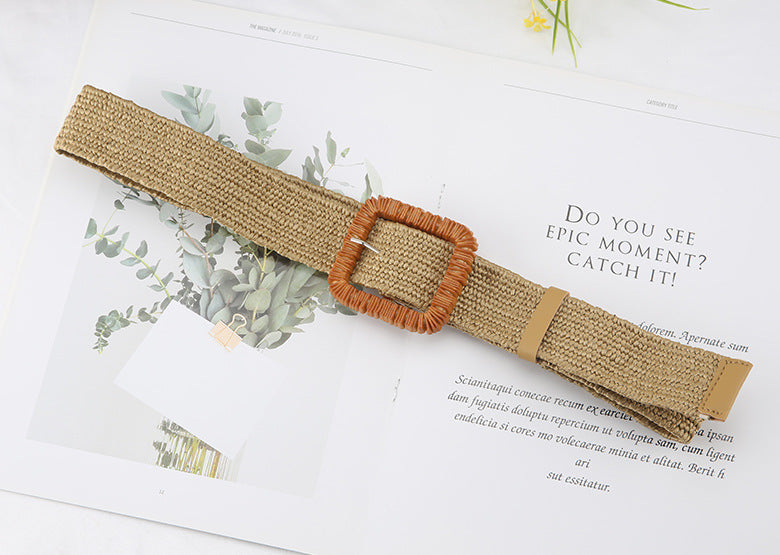 Ceinture large en coton et lin