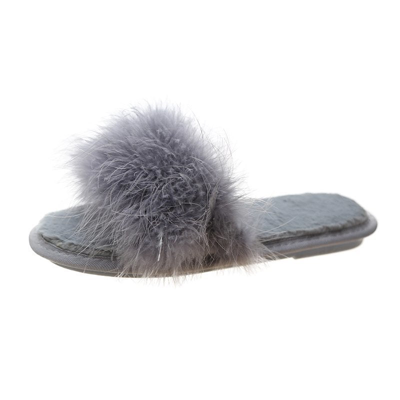 Pelzige Freizeitsandalen für Damen im Freien