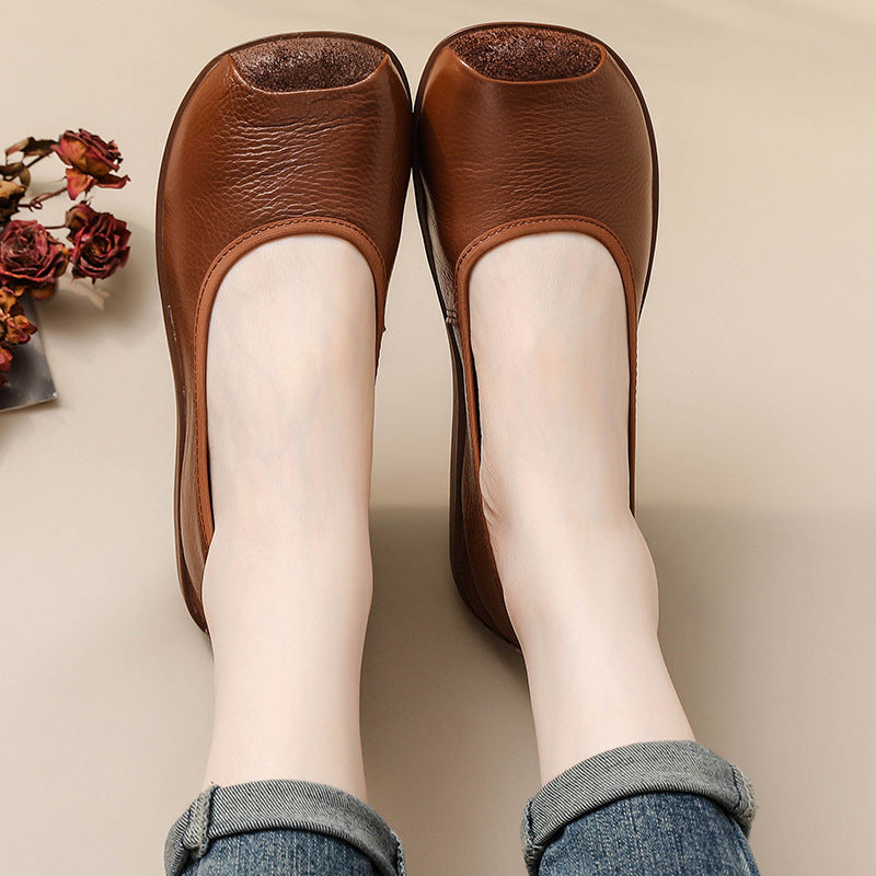 Flache bequeme Herbstschuhe aus Rindsleder