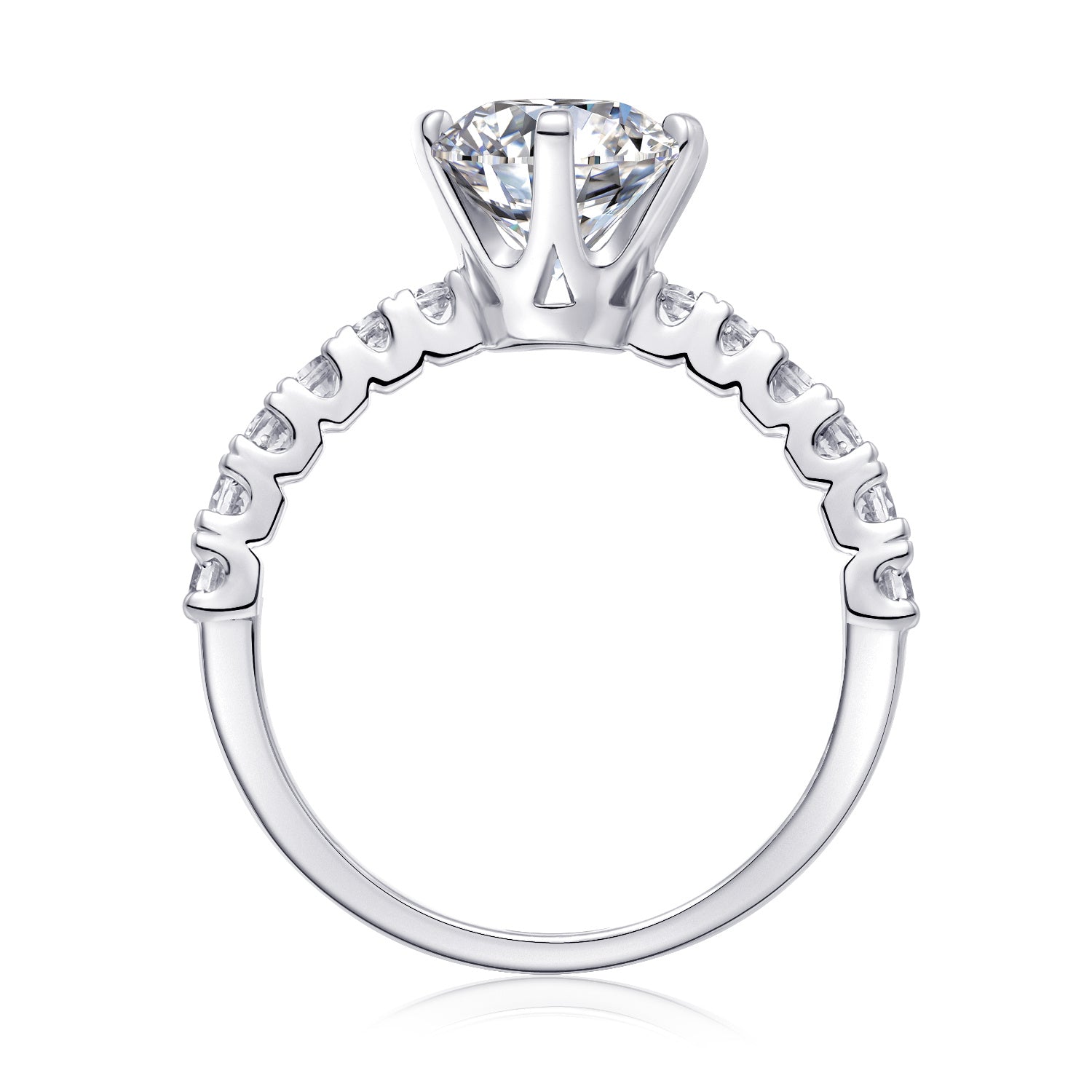 Large Moissanite Silver Diamond Ring