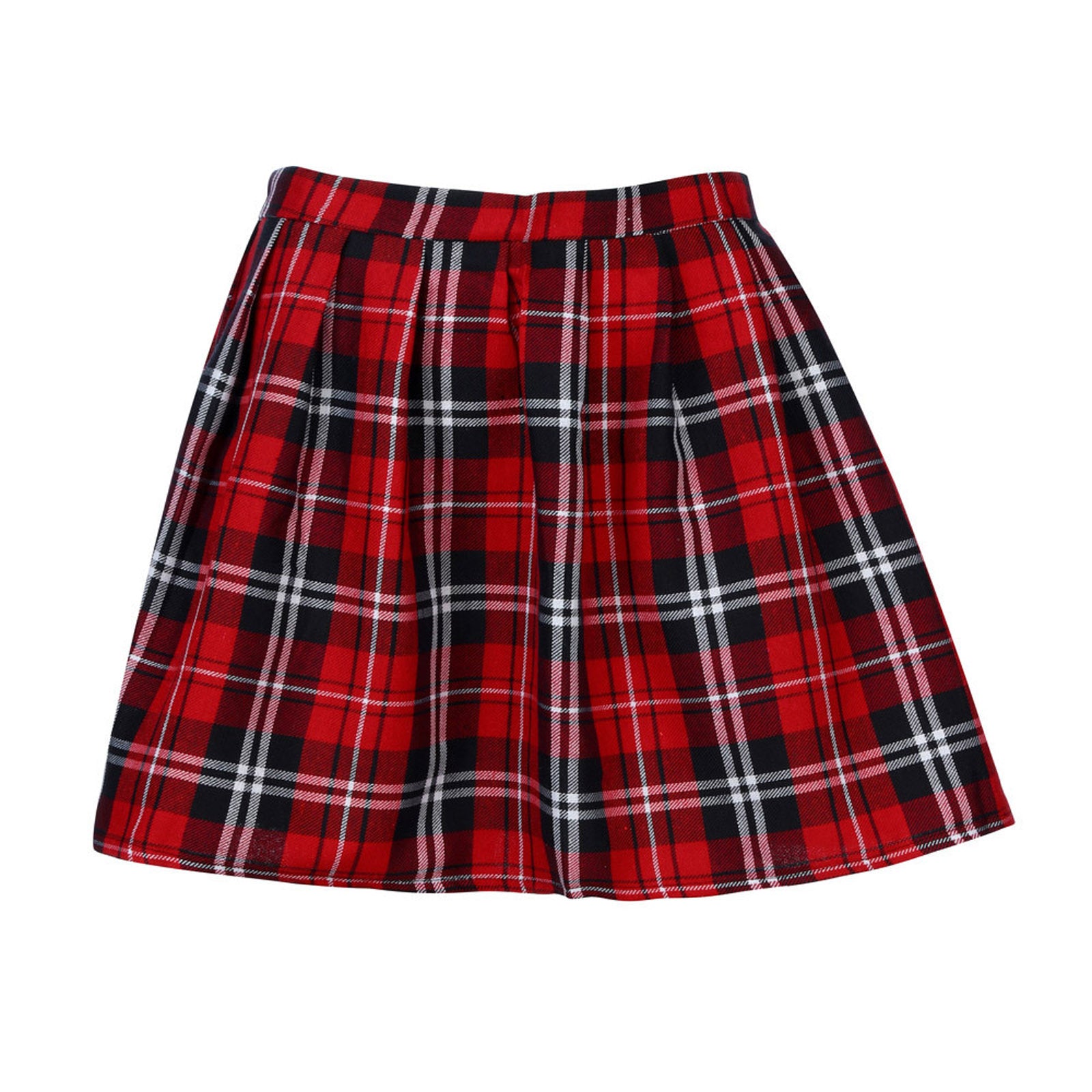 Modischer Damen-Faltenrock mit mittelhoher Taille und Karomuster